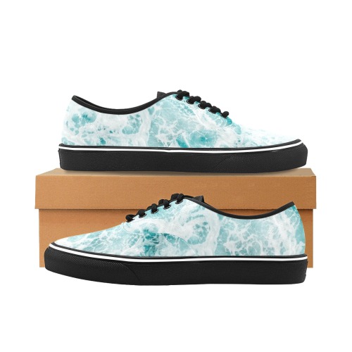 Tropical Water - white water waves Classic Men's Canvas Low Top Shoes (Model E001-4)