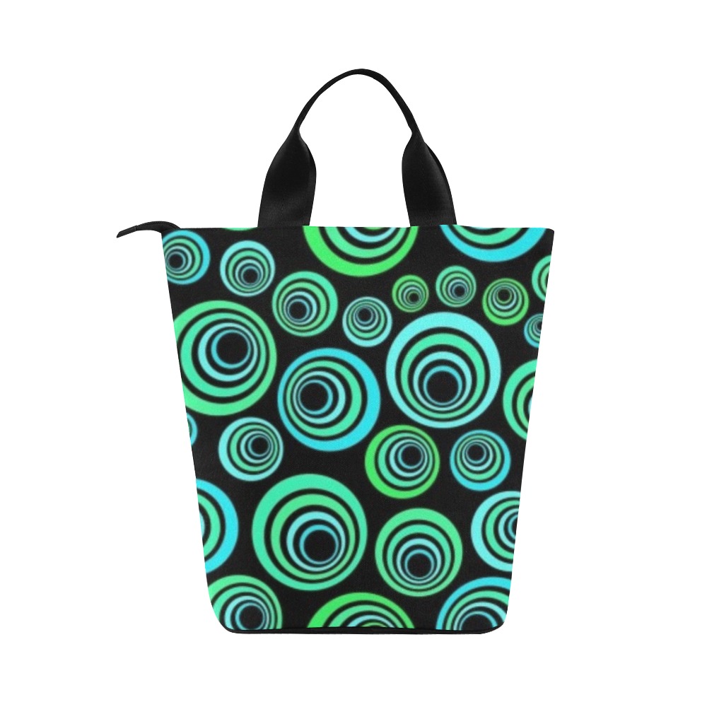 Retro Psychedelic Pretty Green Pattern Nylon Lunch Tote Bag (Model 1670)