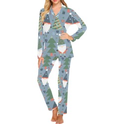 Christmas Gnomes and Trees Women's Long Pajama Set