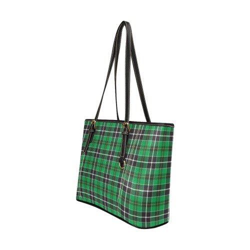 Green Hunting Tartan Bag Leather Tote Bag/Large (Model 1640)
