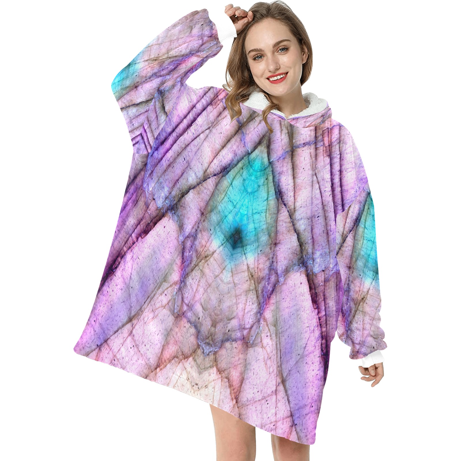 purple labradorite large Blanket Hoodie for Women