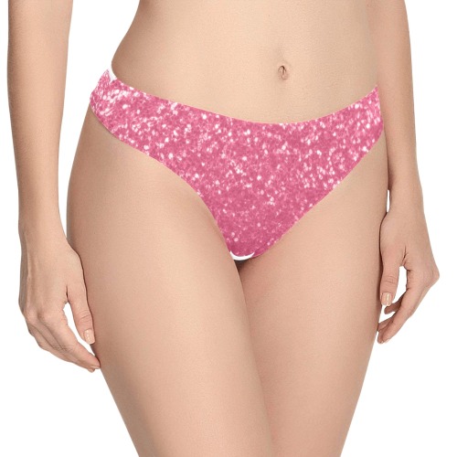 Magenta light pink red faux sparkles glitter Women's All Over Print Thongs (Model L30)