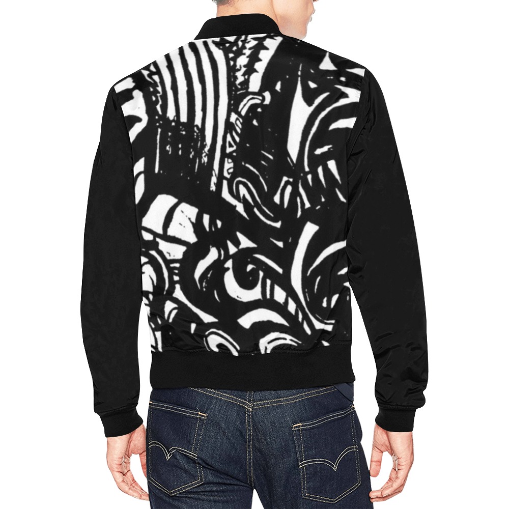 Black and White Graffiti style drawing All Over Print Bomber Jacket for Men (Model H19)