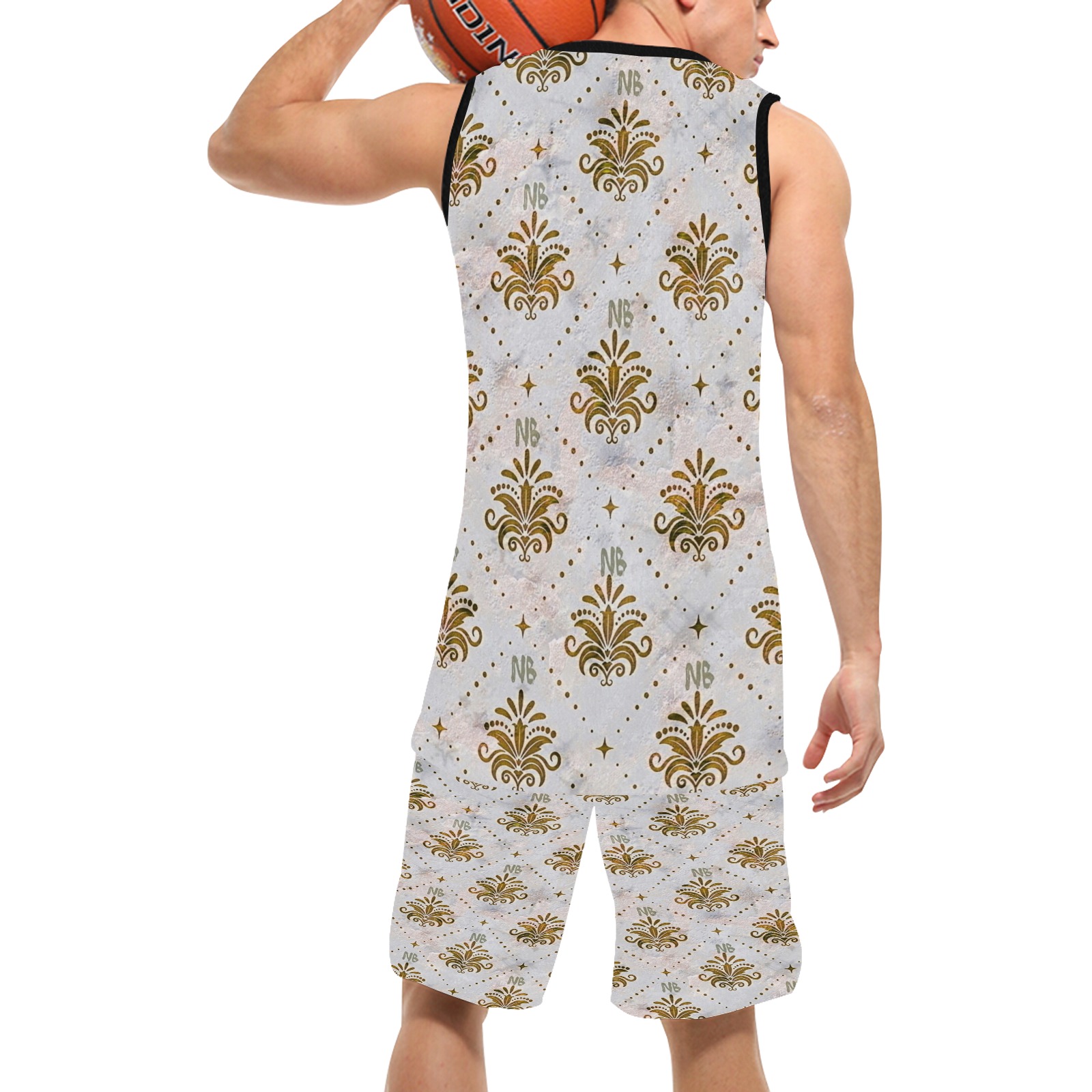 Gold Royal Pattern by Nico Bielow Basketball Uniform with Pocket
