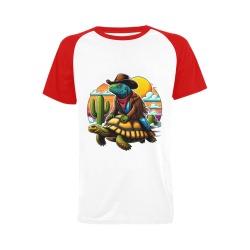 IGUANA RIDING DESERT TORTOISE Men's Raglan T-shirt (USA Size) (Model T11)