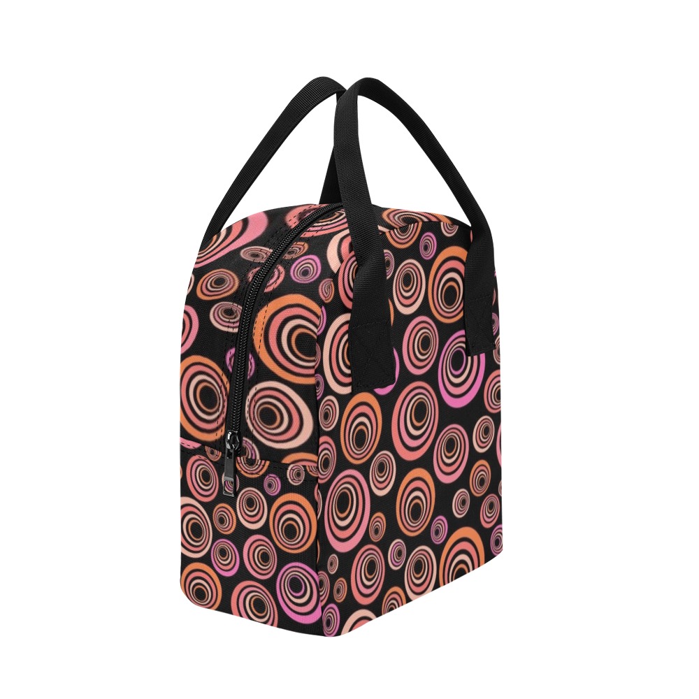 Retro Psychedelic Pretty Orange Pattern Zipper Lunch Bag (Model 1689)
