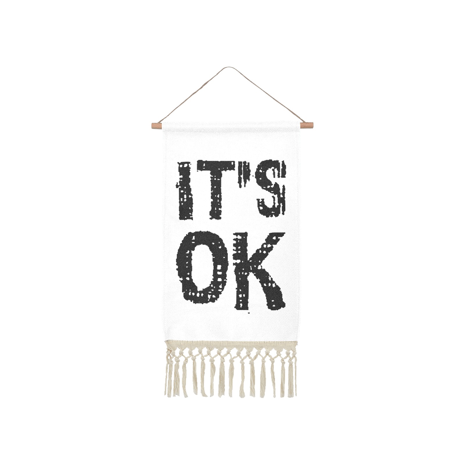 It is OK positive black text. Linen Hanging Poster