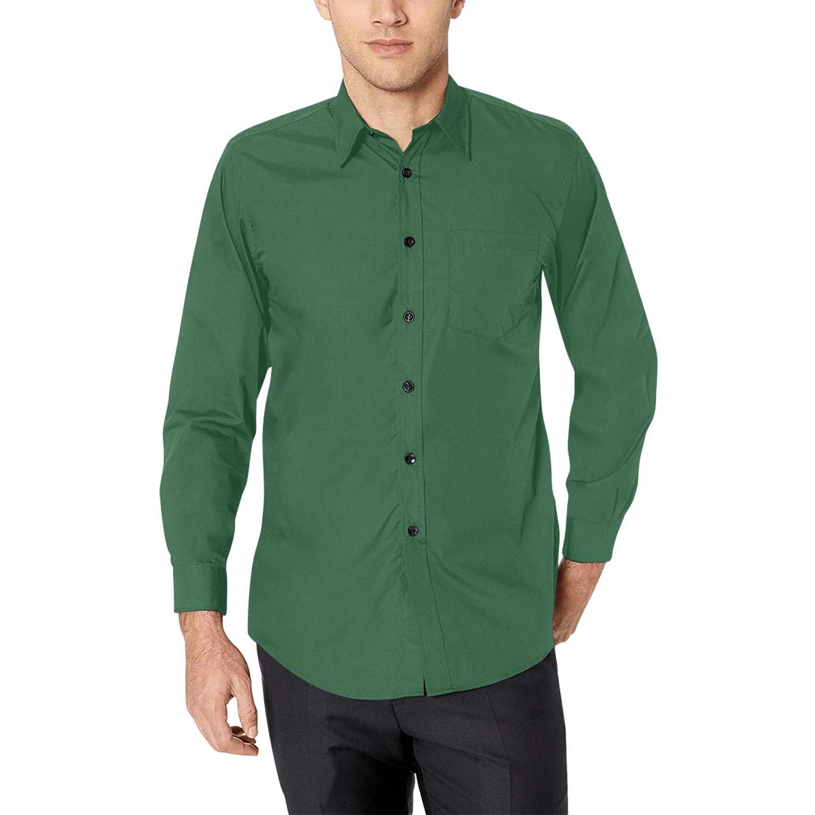Leaf Green Collection Men's All Over Print Casual Dress Shirt (Model T61)
