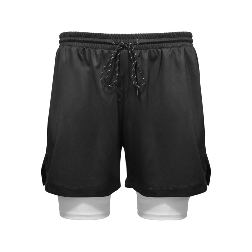 Black shorts Men's Sports Shorts with Compression Liner (Model L62)