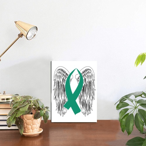 Winged Awareness Ribbon (Teal) Photo Panel for Tabletop Display 6"x8"