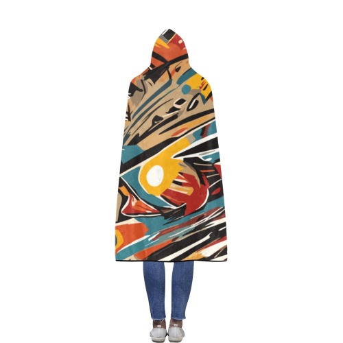 Magnificent abstract art of tribal shapes, forms. Flannel Hooded Blanket 56''x80''