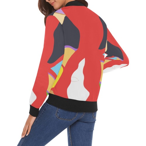 Designed by NUArty All Over Print Bomber Jacket for Women (Model H19)