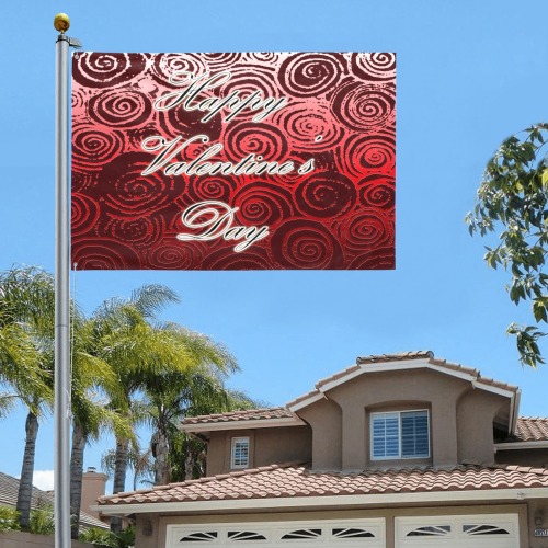 Happy Valentine's Day (Red Swirls) Garden Flag 70"x47"