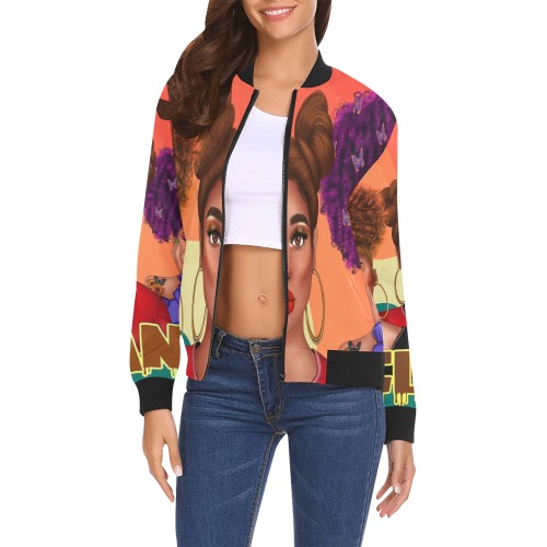 mygirls All Over Print Bomber Jacket for Women (Model H19)