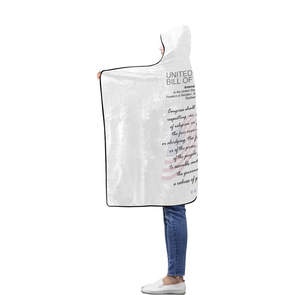 USA Bill Of Rights First Amendment Freedom Speech Flannel Hooded Blanket 50''x60''