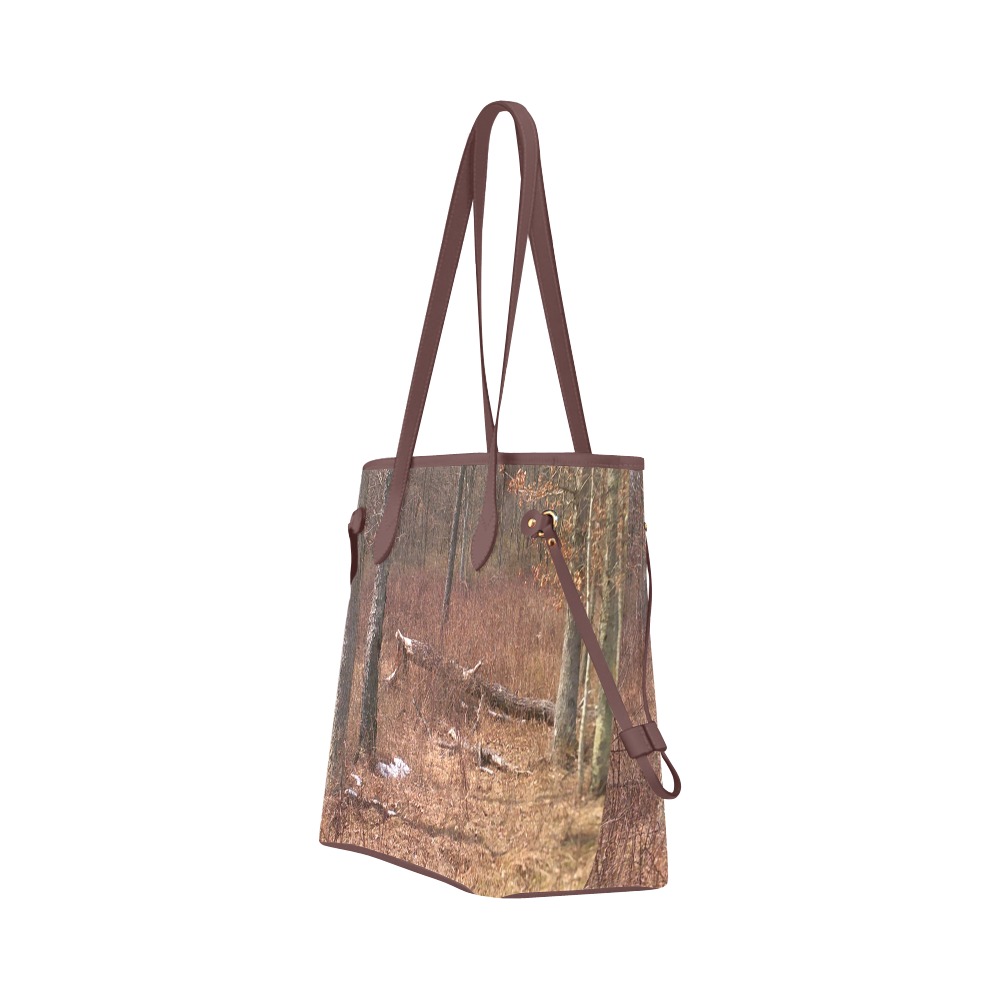 Falling tree in the woods Clover Canvas Tote Bag (Model 1661)