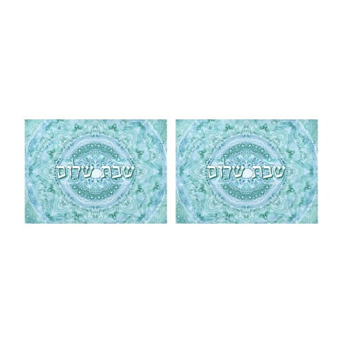 shabat shalom mandala--35x35cm-4turquoise Placemat 14’’ x 19’’ (Set of 2)