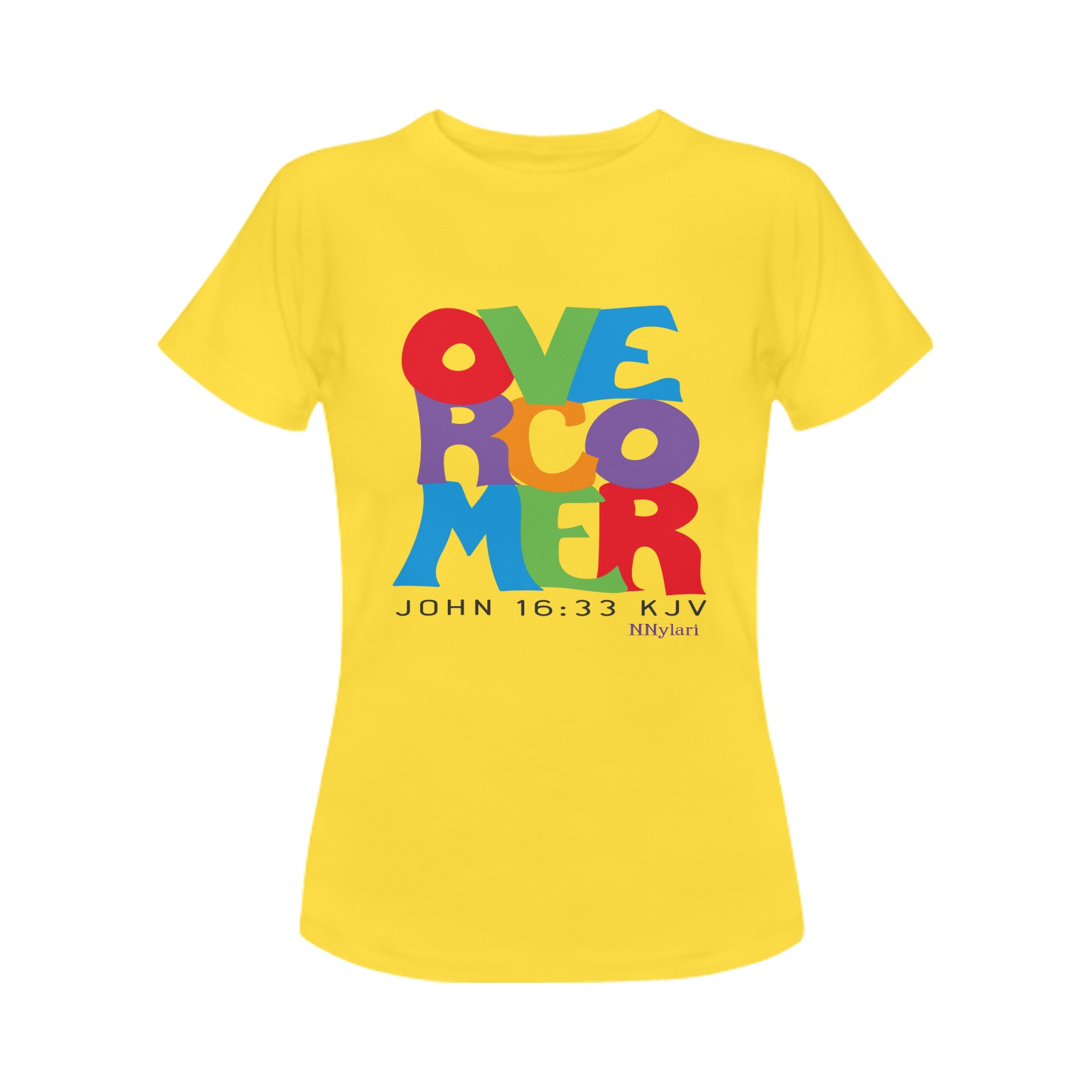 Overcome (Wh text) T-Shirt Yellow Bird Women Women's T-Shirt in USA Size (Front Printing Only)