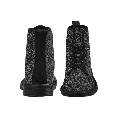 Black Paisley Martin Boots for Women (Black) (Model 1203H)
