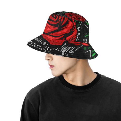 Rugged Rose All Over Print Bucket Hat for Men