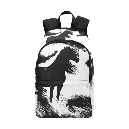Horse Long Hair - Black - Clouds - Grass Transparent Fabric Backpack for Adult (Model 1659)
