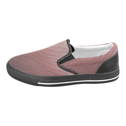 brown wavespike Black Men's Slip-on Canvas Shoes (Model 019)