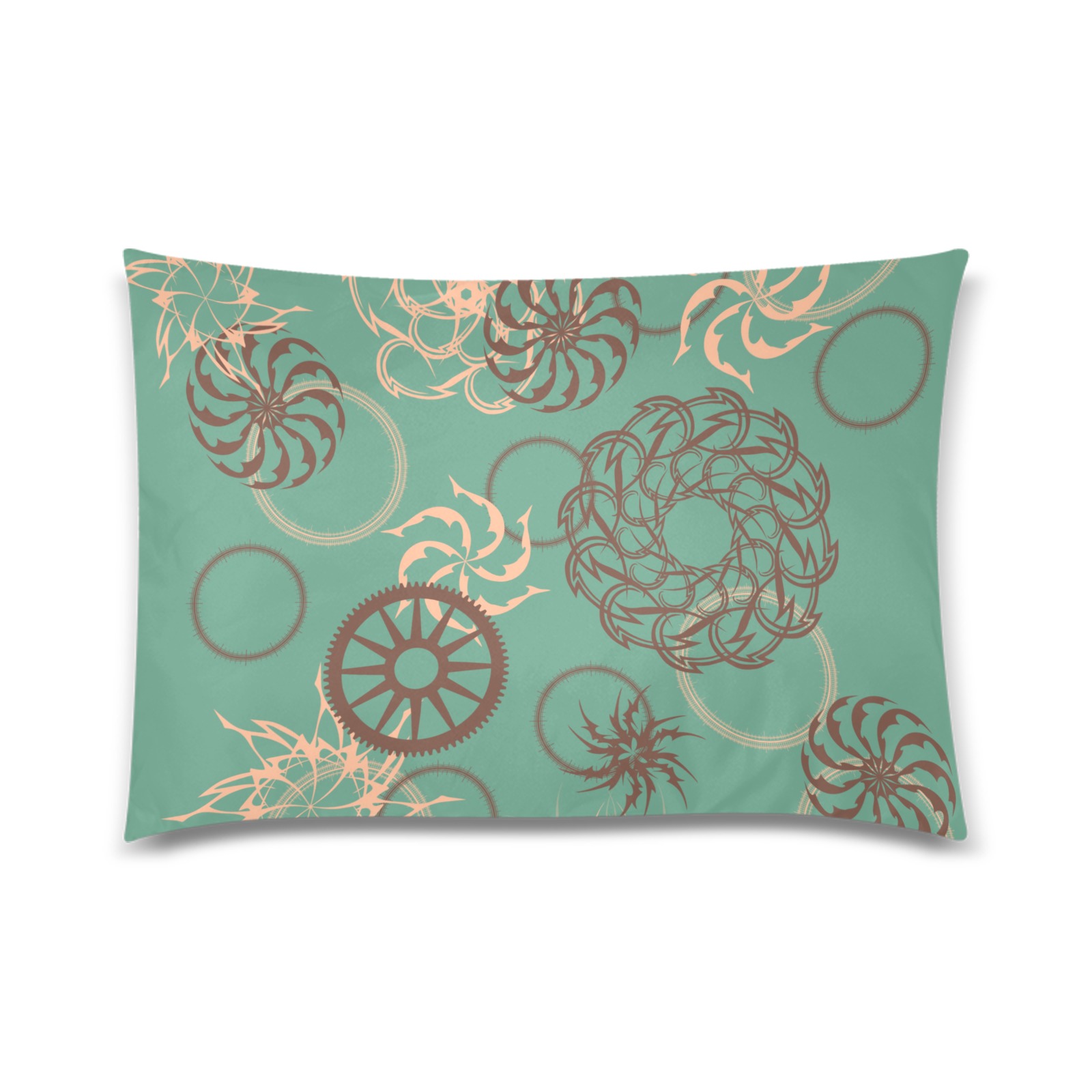 Abstract Spirals and Wheels on Green Custom Zippered Pillow Case 20"x30"(Twin Sides)