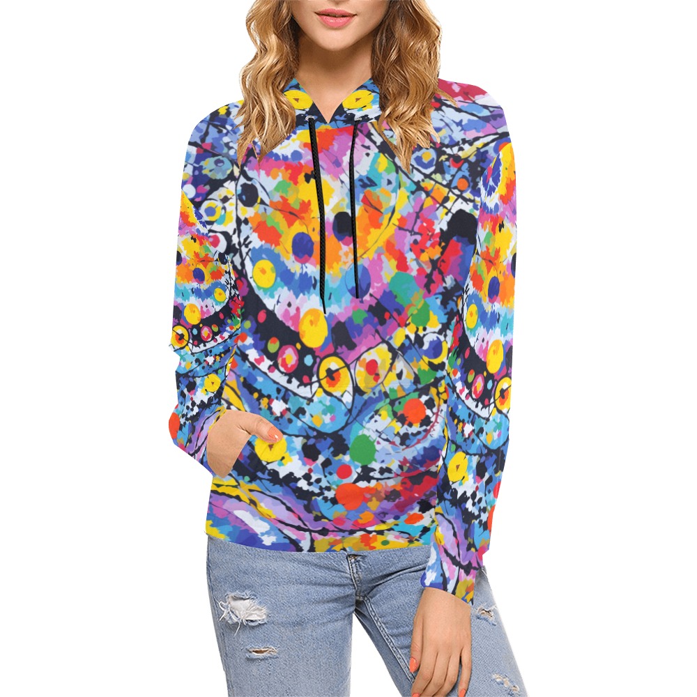 Abstract art on a theme of a tie-dye pattern. All Over Print Hoodie for Women (USA Size) (Model H13)