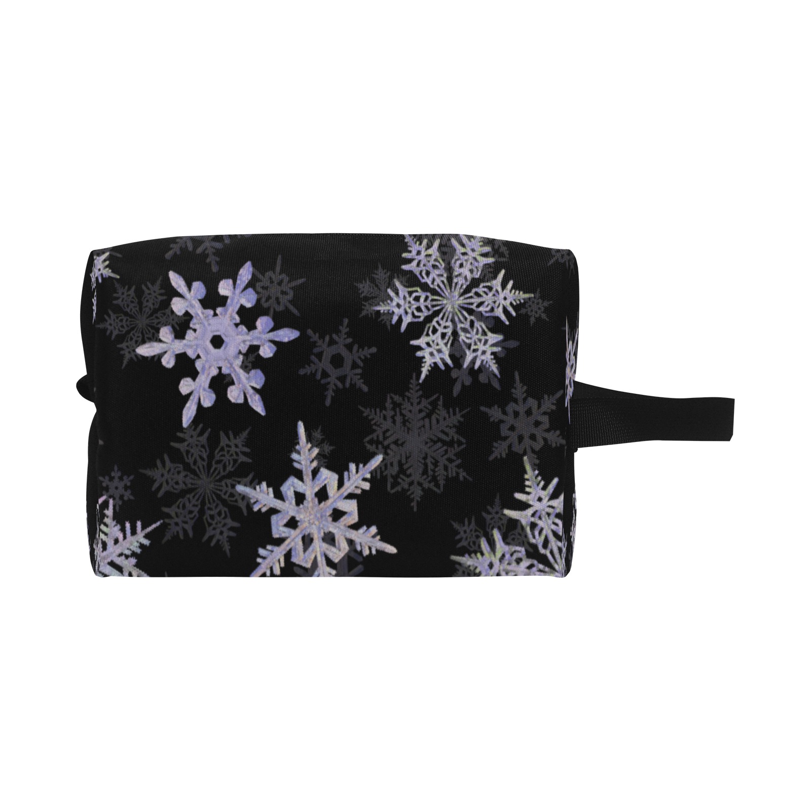 Snowflakes Winter Christmas pattern on black Wash Bag (Model 1721)