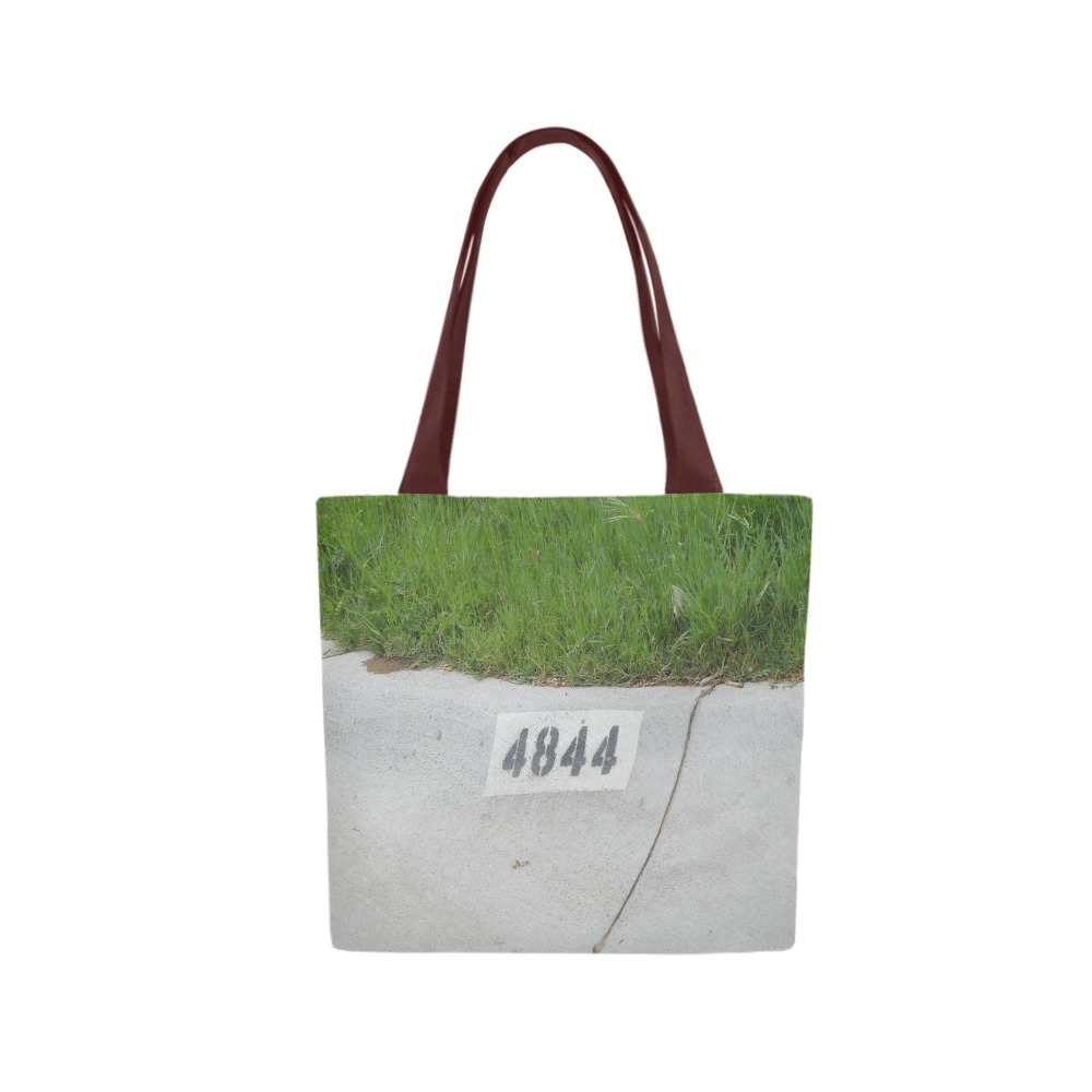 Street Number 4844 with Brown Handle Canvas Tote Bag (Model 1657)