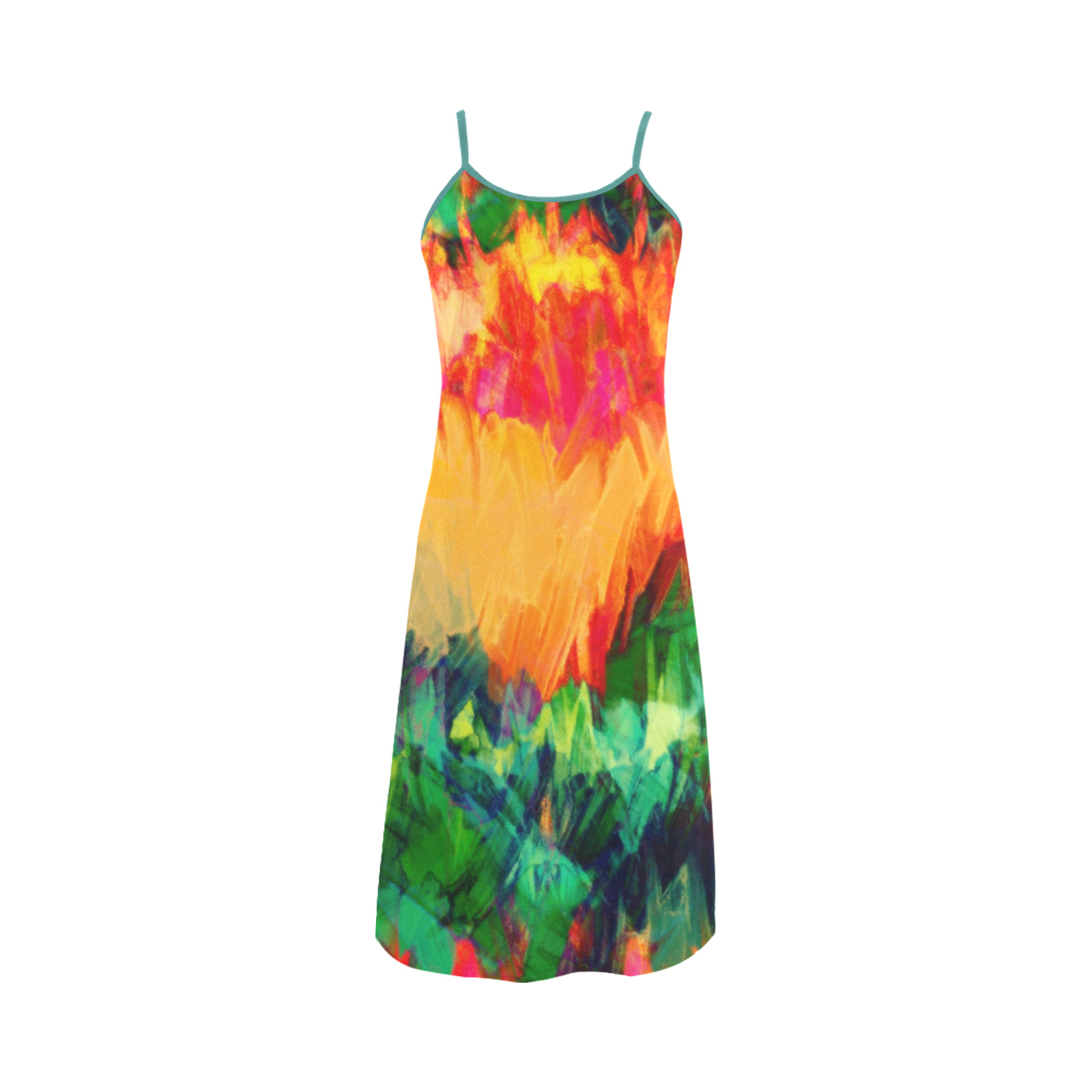 Colorful Painting Bushes Strokes Alcestis Slip Dress (Model D05)
