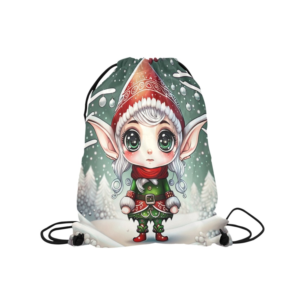 Christmas Elf Medium Drawstring Bag Model 1604 (Twin Sides) 13.8"(W) * 18.1"(H)