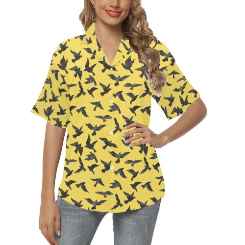 Birds in the illuminated All Over Print Hawaiian Shirt for Women (Model T58)