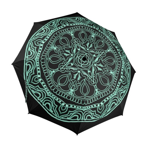 mandala 3D-13 vert Semi-Automatic Foldable Umbrella (Model U12)