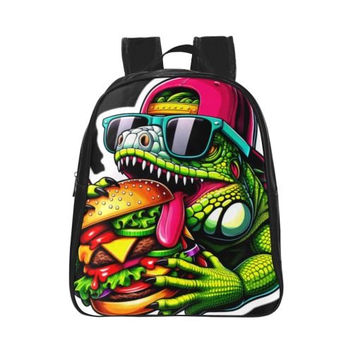 IGUANA EATING CHEESEBURGER 3 School Backpack (Model 1601)(Small)