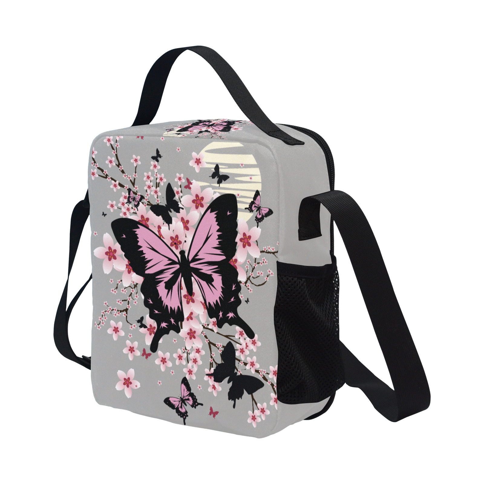 Cherry Blossom Butterflies All Over Print Crossbody Lunch Bag for Kids (Model 1722)