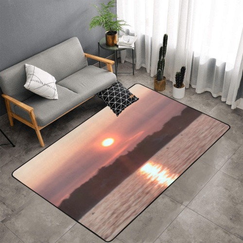 Glazed Sunset Collection Area Rug with Black Binding 7'x5'