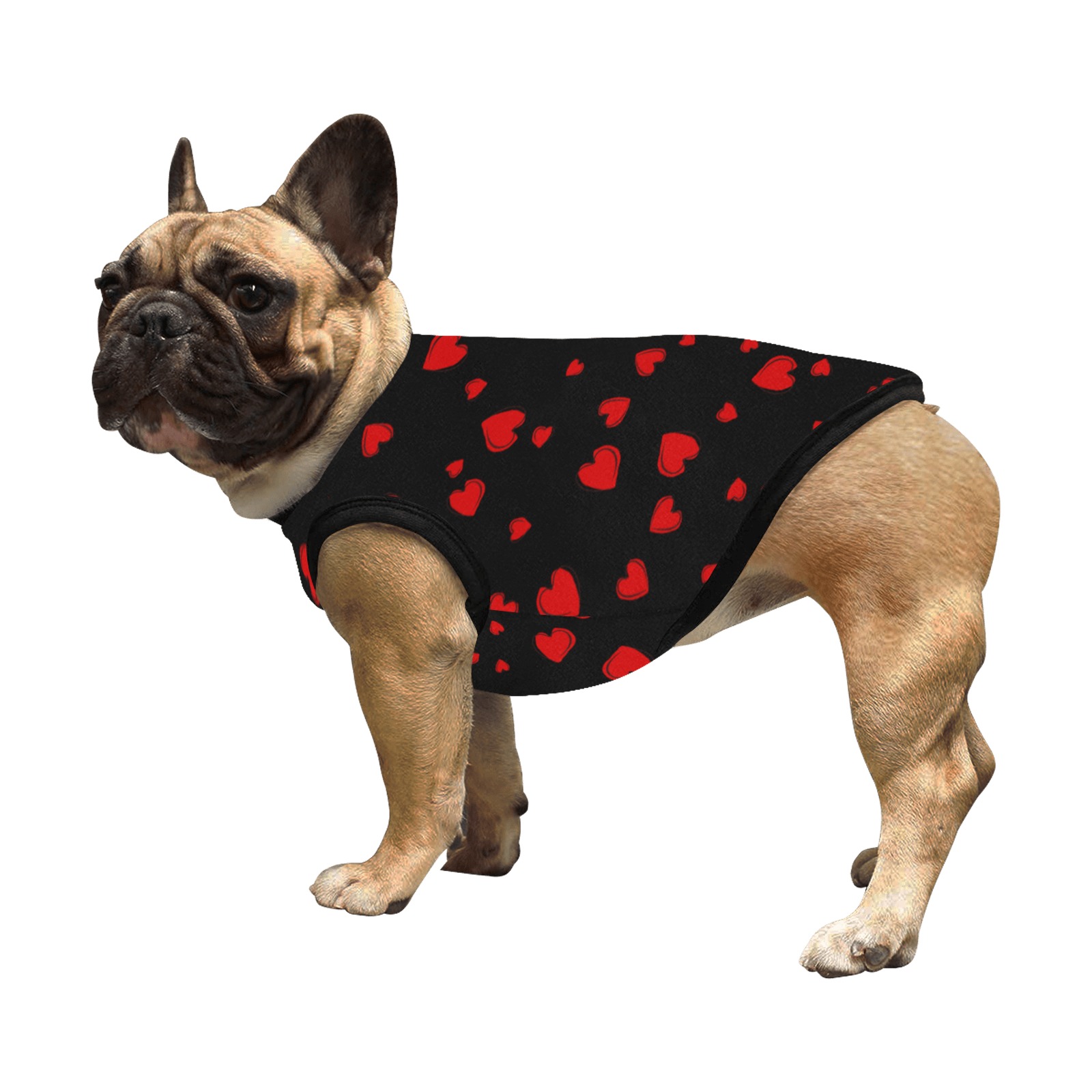 Red Hearts Floating on Black All Over Print Pet Tank Top