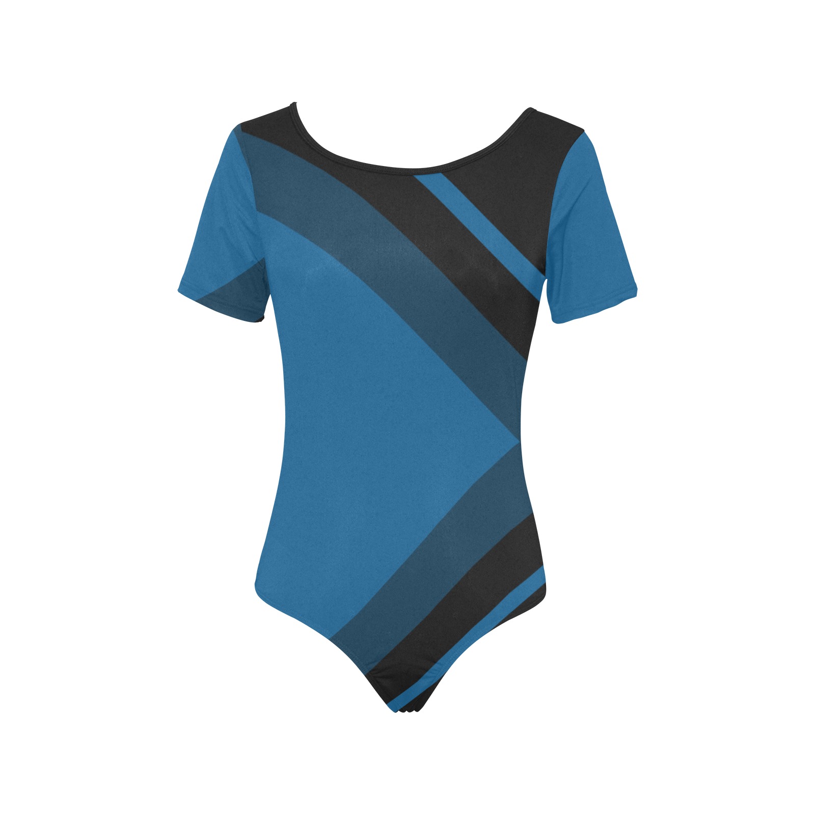 Classic Blue Layers With Black Women's Short Sleeve Bodysuit