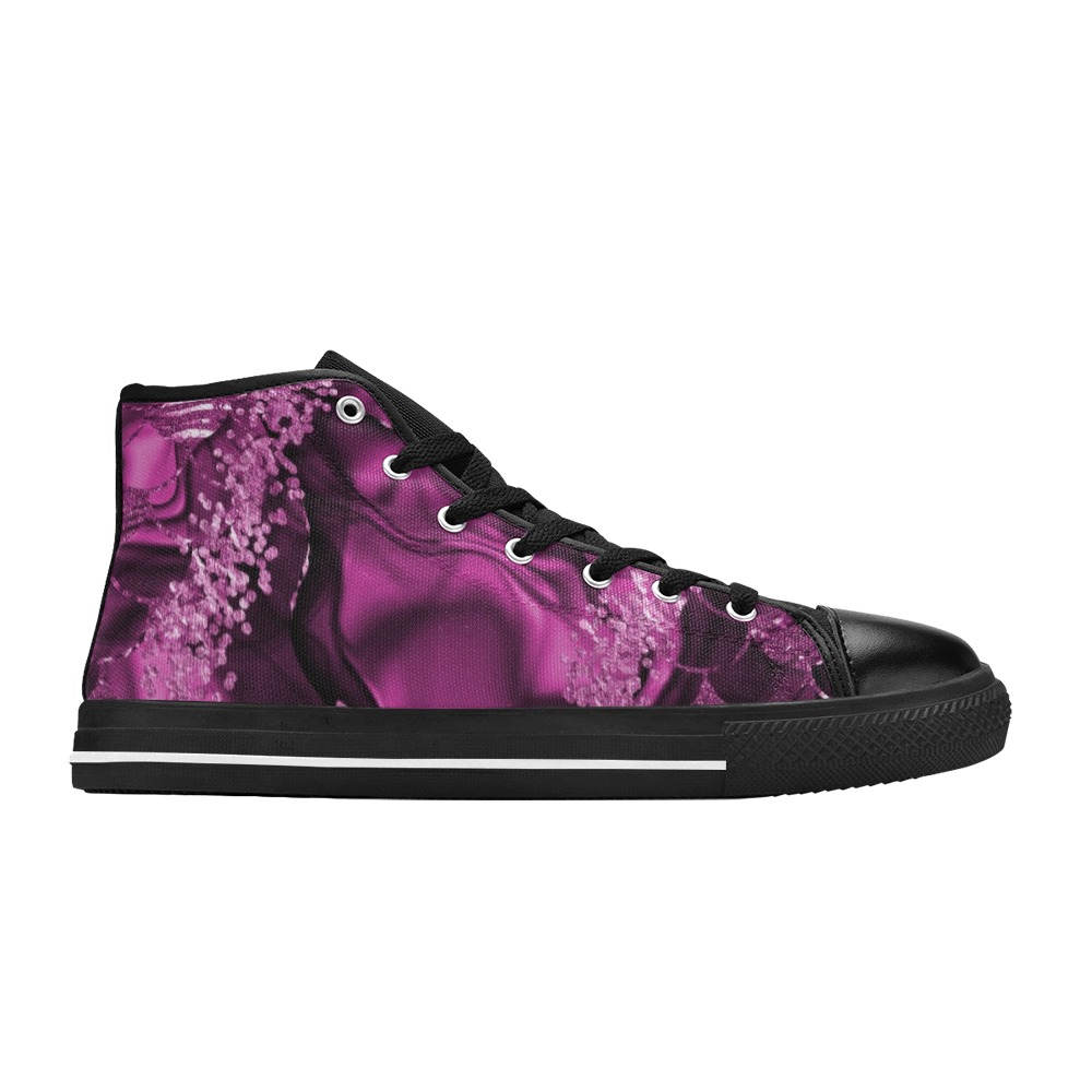 Fantasy Pink Glitter Women's Classic High Top Canvas Shoes (Model 017)