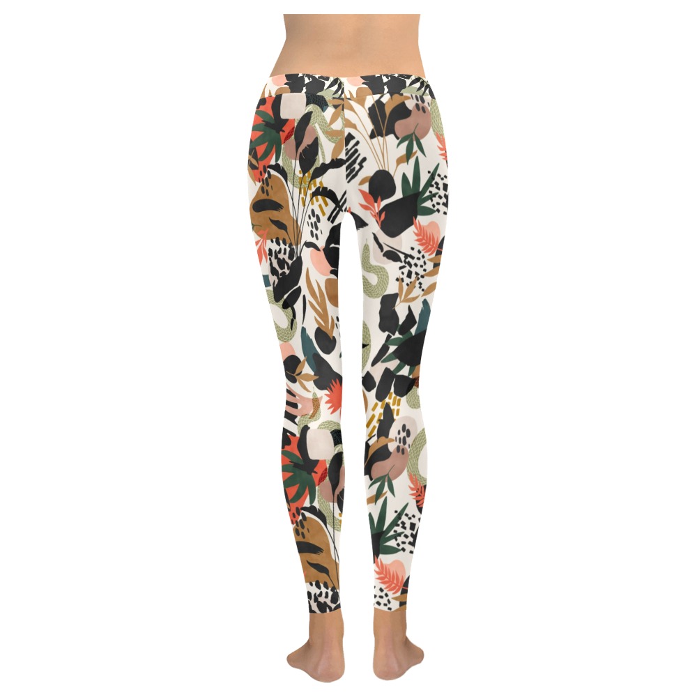 Abstract snakes shapes nature 63 Women's Low Rise Leggings (Invisible Stitch) (Model L05)