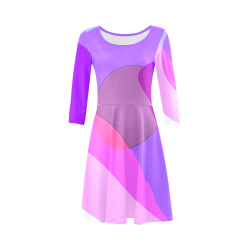 Purple Retro Groovy Abstract 409 3/4 Sleeve Sundress (D23)