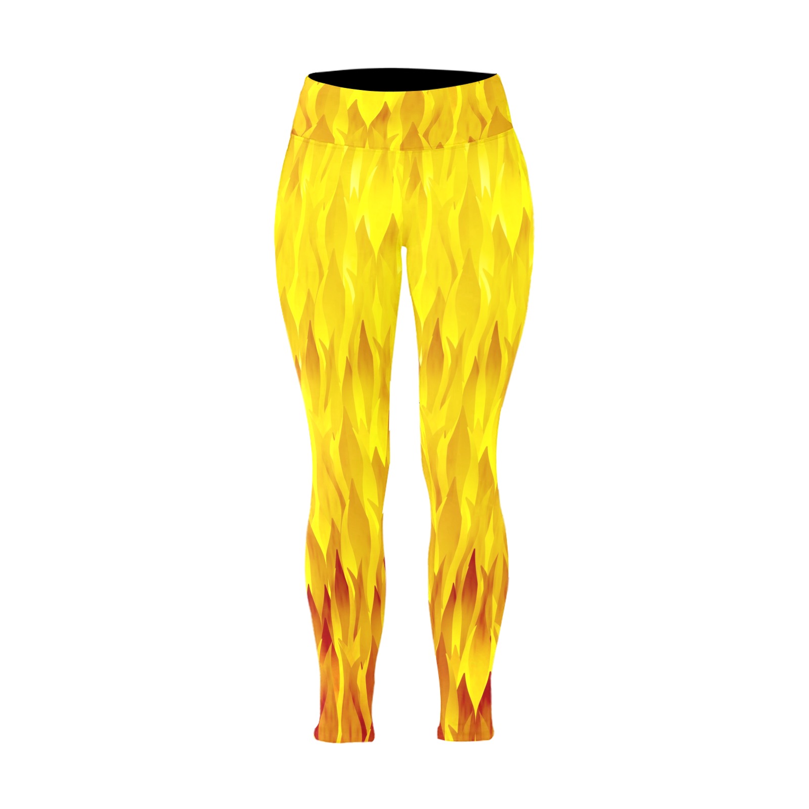 Fire and Flames Pattern Women's Plus Size High Waist Leggings (Model L44)