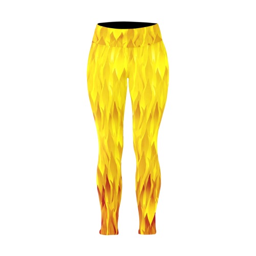 Fire and Flames Pattern Women's Plus Size High Waist Leggings (Model L44)