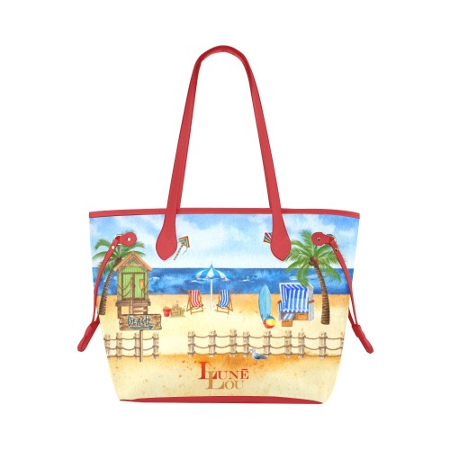 RED BEACH SCENE TOTE Clover Canvas Tote Bag (Model 1661)