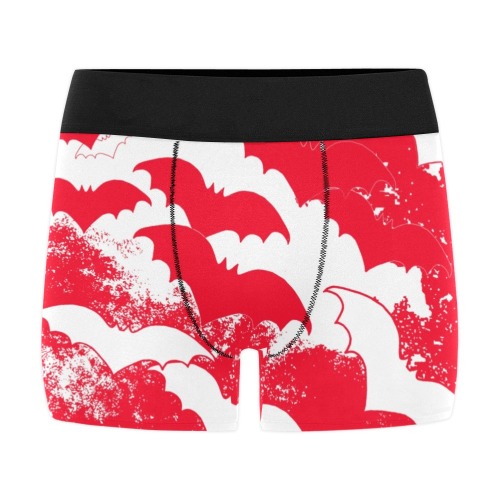 White Bats In Flight Red Men's Boxer Briefs with Merged Design (Model  L10)