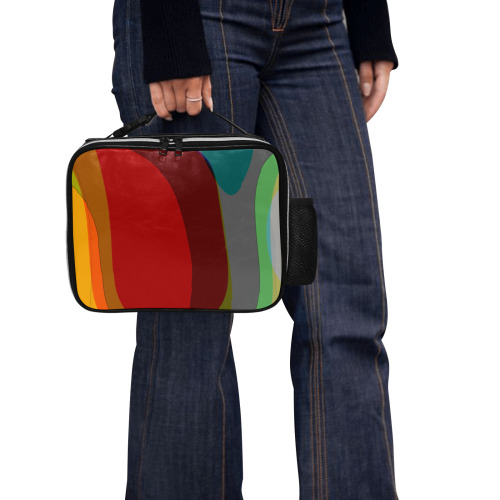 Colorful Abstract 118 PU Leather Lunch Bag (Model 1723)