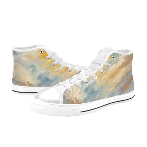 Sun is shining above the colorful clouds cool art Men’s Classic High Top Canvas Shoes (Model 017)