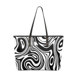 Black and White Marble Chic Leather Tote Bag (Model 1709)