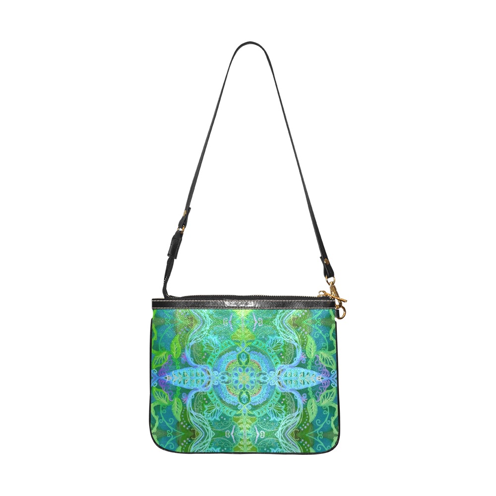 floralie-greenblue Small Shoulder Bag (Model 1710)